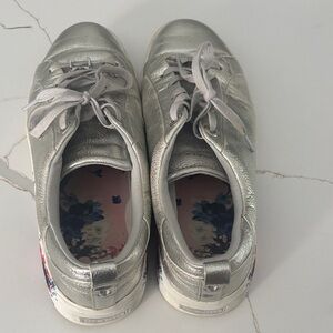 Ted Baker Silver Sneakers with Floral Interior